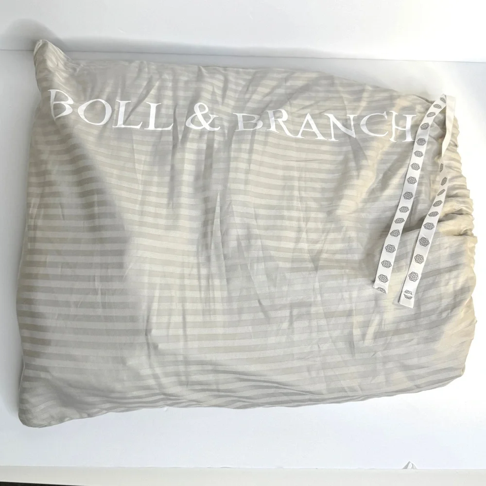 BOLL & BRANCH Signature Stripe Duvet Cover & Shams NEW Pewter Gray King Cal King